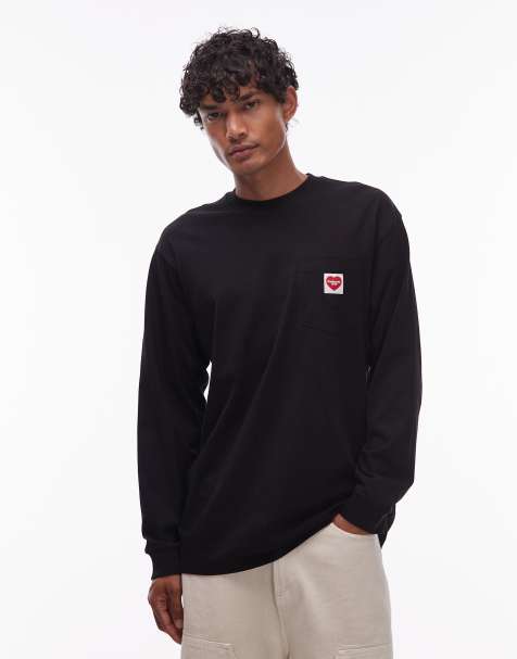 Carhartt WIP pocket heart long sleeve loose fit t-shirt in black - view 1