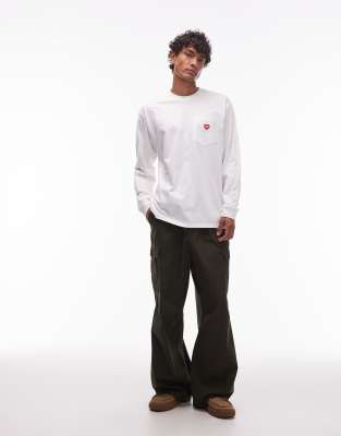 Carhartt Pocket Heart Long Sleeve Loose Fit T-shirt In White