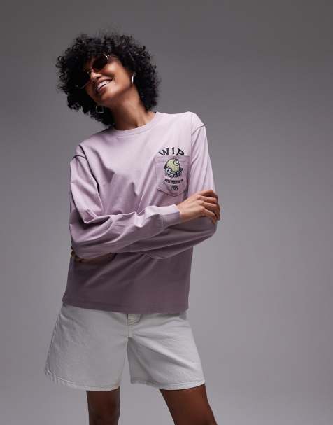Carhartt WIP pocket jubilee long sleeve motif t-shirt in pink - view 1
