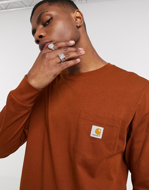 Carhartt WIP pocket long sleeve top in orange