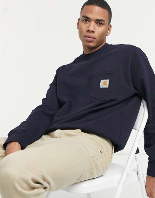 Carhartt pocket sweatshirt navy new arrivals