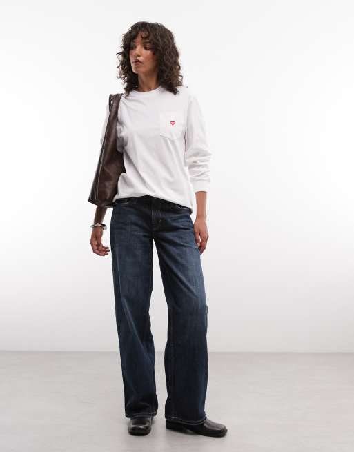 Carhartt WIP Pocket Small Heart long sleeve t-shirt in white, 2 of 4