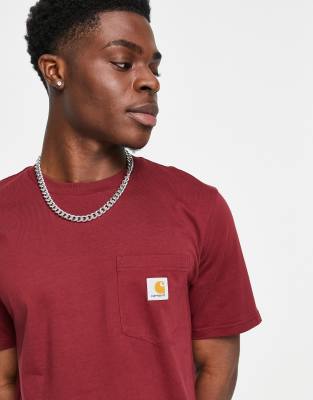 Carhartt WIP pocket t-shirt in burgundy