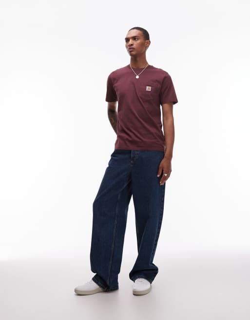 Carhartt WIP pocket t-shirt in burgundy, 2 of 5