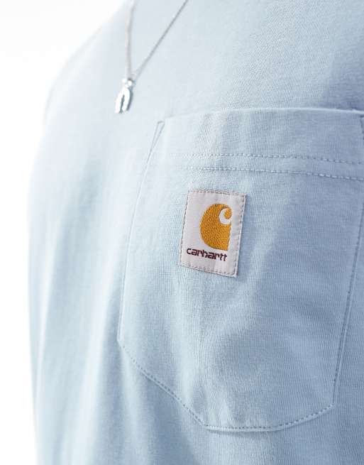Carhartt WIP pocket t-shirt in light blue, 4 of 4