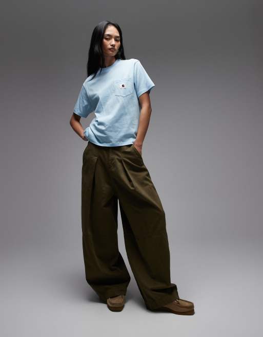 Carhartt WIP pocket t-shirt in light blue, 2 of 4
