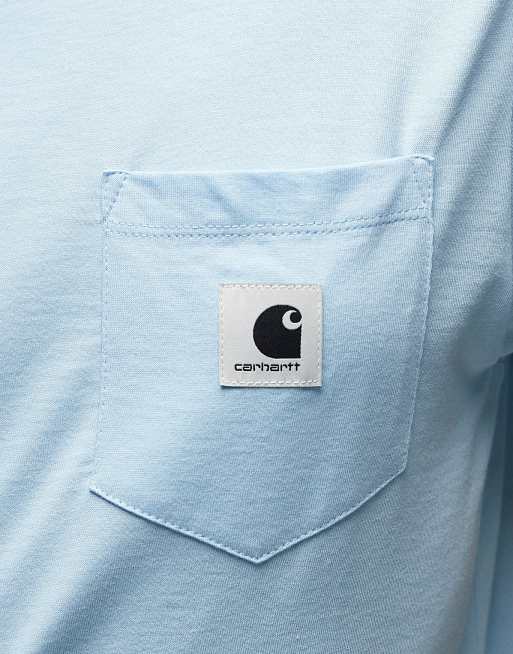 Carhartt WIP pocket t-shirt in light blue, 3 of 4