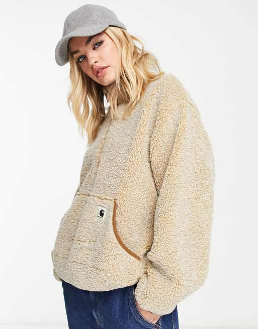 Carhartt WIP – Polar z kożuszka z zamkiem do połowy długości i kieszenią z przodu