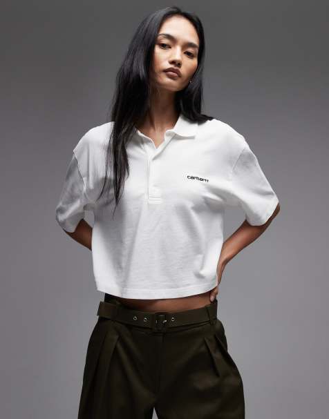 Carhartt WIP - Polo met tekstlogo in wit - view 1