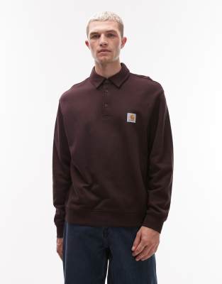 Carhartt Polo Sweatshirt In Brown