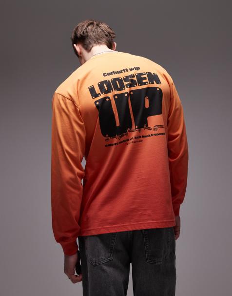 Carhartt WIP – Pomarańczowy T-shirt z długim rękawem z grafiką - view 1