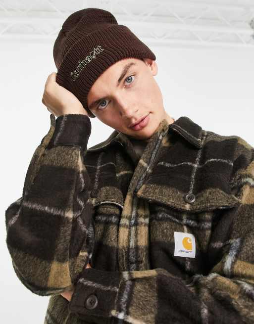 Carhartt WIP pond beanie in brown