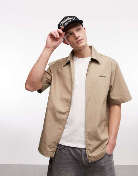 Carhartt WIP postal zip-through shirt in beige - view 1