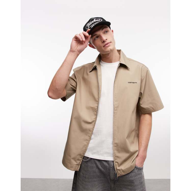 Carhartt WIP postal zip through shirt in beige | ASOS