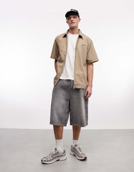 Carhartt WIP postal zip through shirt in beige, 2 of 5