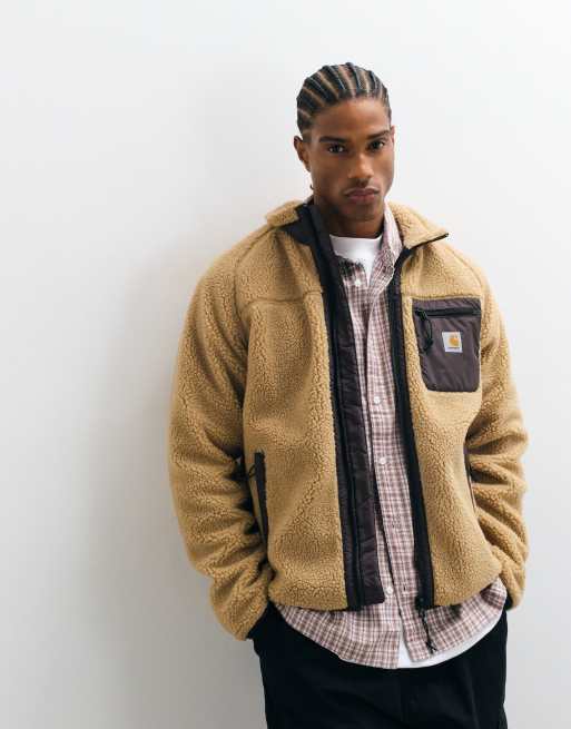Carhartt WIP - Prentis - Giacca foderata in pile borg marrone hamilton polvere, 3 di 5