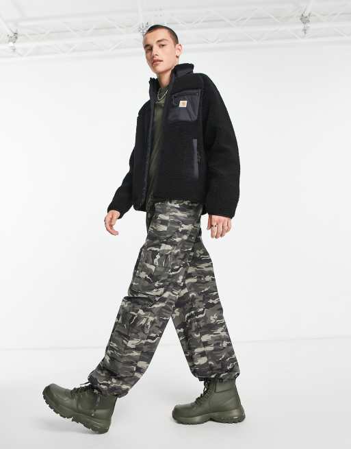 Carhartt WIP Prentis sherpa fleece in black, 4 of 4