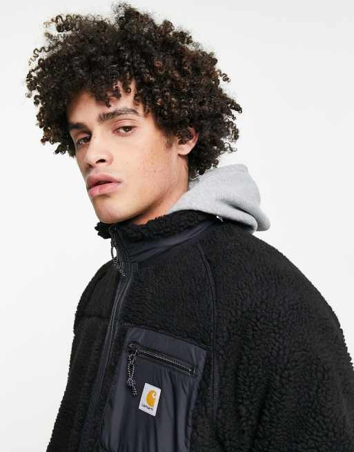 Carhartt WIP prentis sherpa fleece in black, 3 of 4
