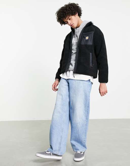 Carhartt WIP prentis sherpa fleece in black, 4 of 4