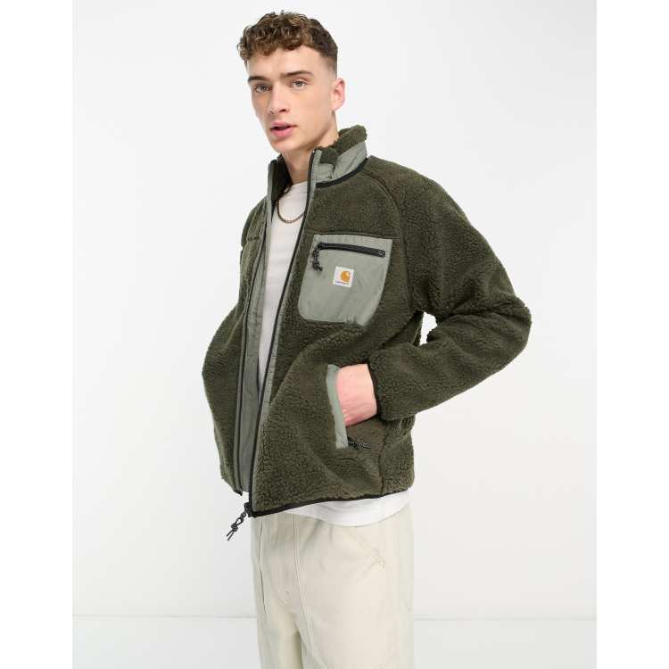 Carhartt WIP prentis sherpa fleece in khaki | ASOS