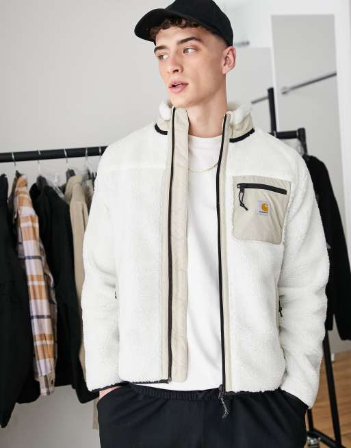 Carhartt WIP prentis sherpa fleece in off white