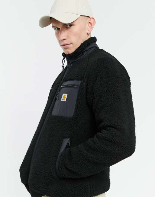 Carhartt WIP prentis sherpa full zip in black ASOS