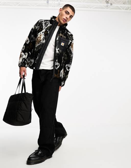 Carhartt WIP - Prentis - Sherpa met print in zwart