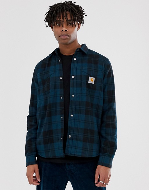 Carhartt WIP Pulford shirt jacket in duck blue check