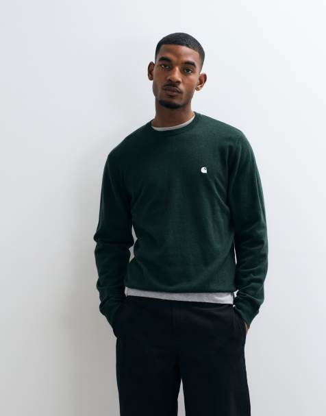Carhartt WIP pull en maille Madison en kaki foncé - view 1
