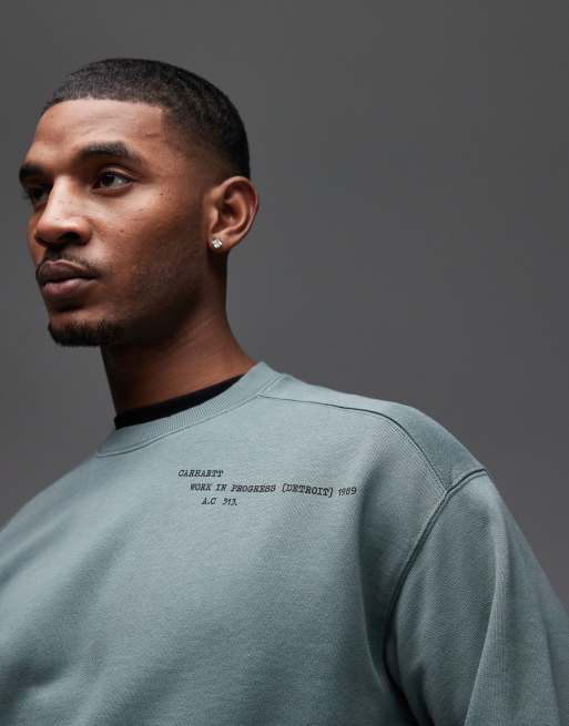 Carhartt WIP - Punched - Felpa oversize verde slavato, 5 di 5