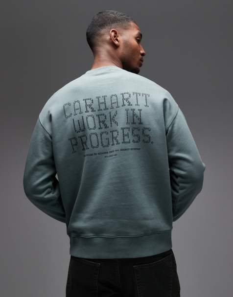 Carhartt WIP – Punched – Oversize-Pullover-Sweatshirt in verwaschenem Grün - view 1