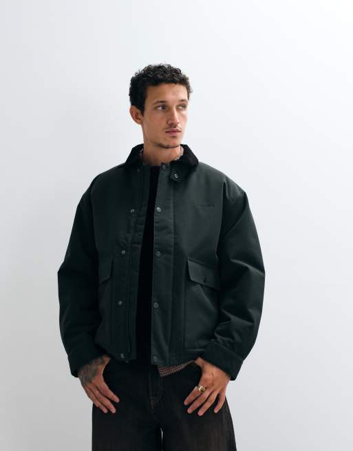 Carhartt WIP – Quentin – Jacke in Dunkelgrün mit Kontrastkragen, 4 von 5