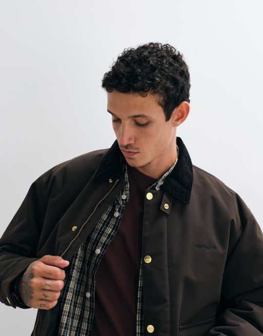 Carhartt WIP Quentin jacket with contrast collar in dark brown, 5 of 5