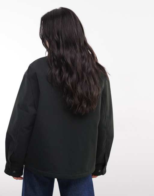 Carhartt WIP Quentin jacket with contrast collar in raven green, 4 of 4