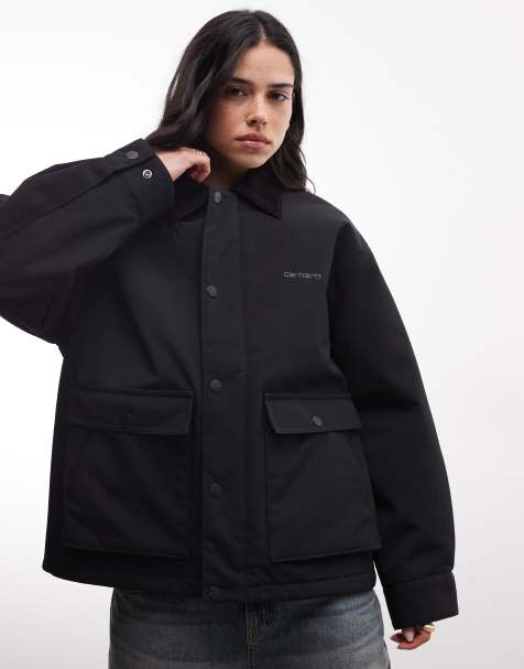 Carhartt WIP – Quentin – Svart jacka med kontrastfärgad krage - view 1