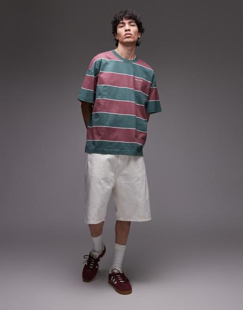 Carhartt WIP quinby oversized t-shirt in wide red and green stripe - view 1