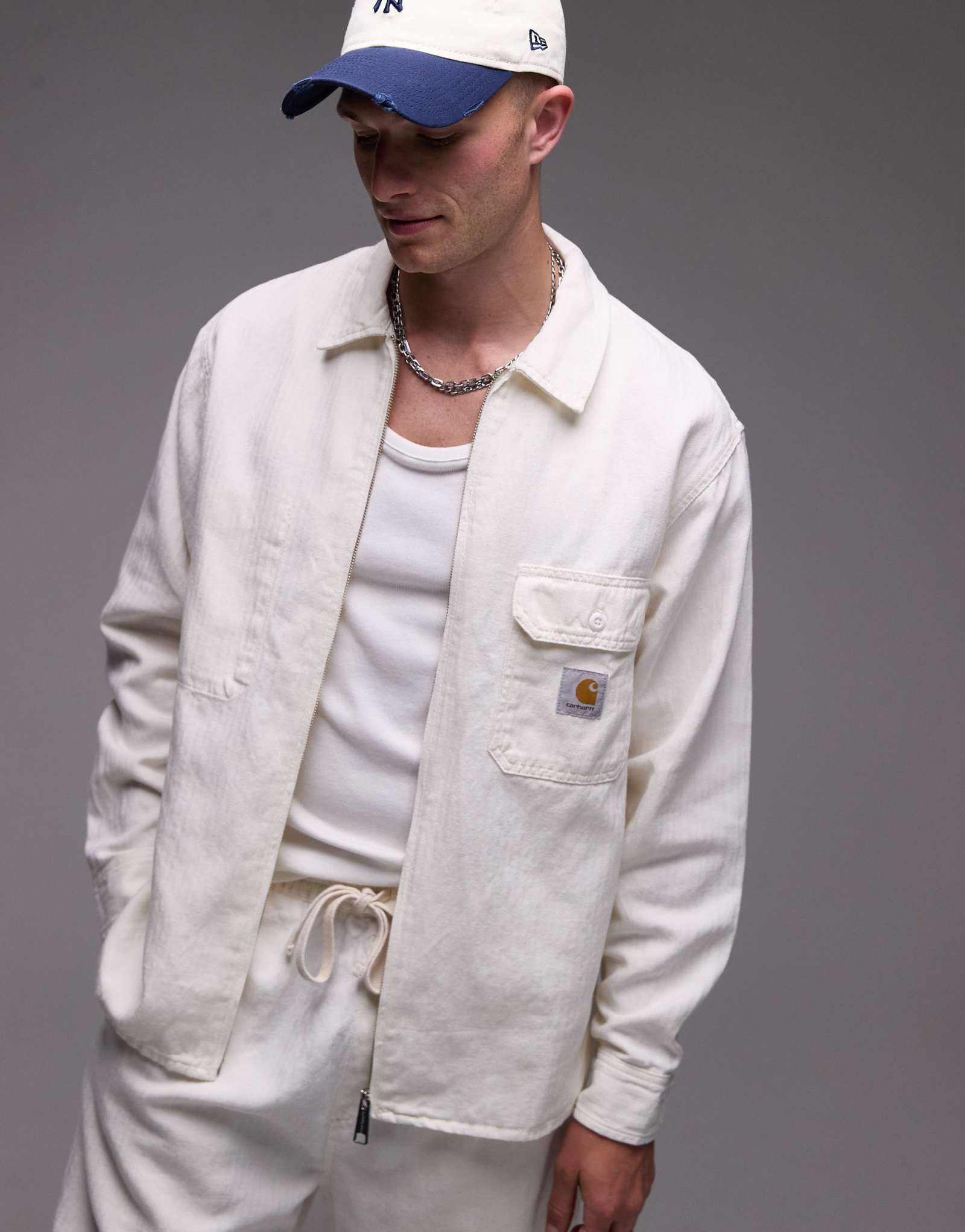 Пиджак-рубашка Carhartt WIP rainer темно-белого цвета