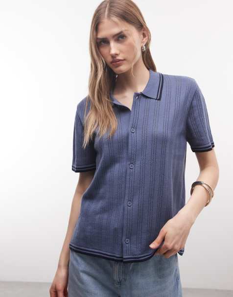 Carhartt WIP - Ramsey - Gebreide polo in blauw - view 1