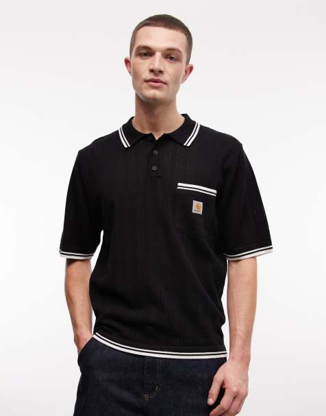 Carhartt WIP - Ramsey - Gebreide polo in zwart met wassing - view 1