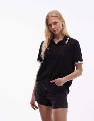 Ramsey - Polo en maille - Noir délavé S