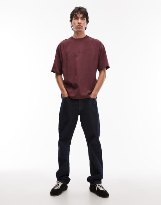 Carhartt WIP - Ray - Bordeauxrød afslappet T-shirt med tekstlogo, 2 af 5