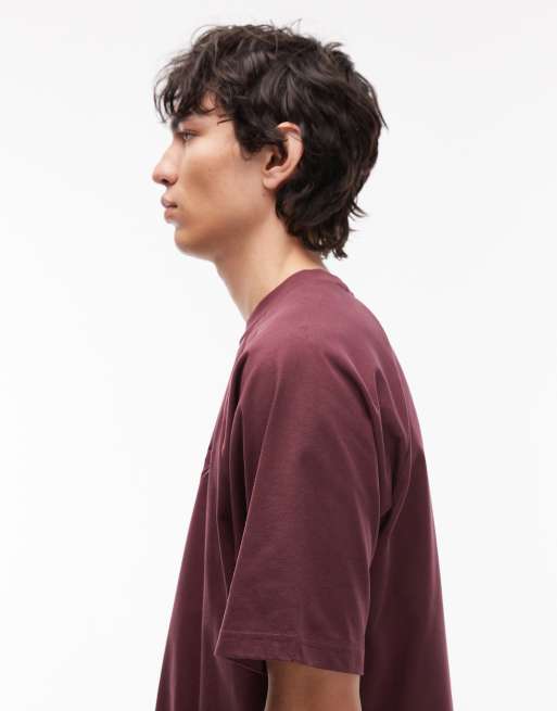 Carhartt WIP - Ray - Bordeauxrød afslappet T-shirt med tekstlogo, 4 af 5