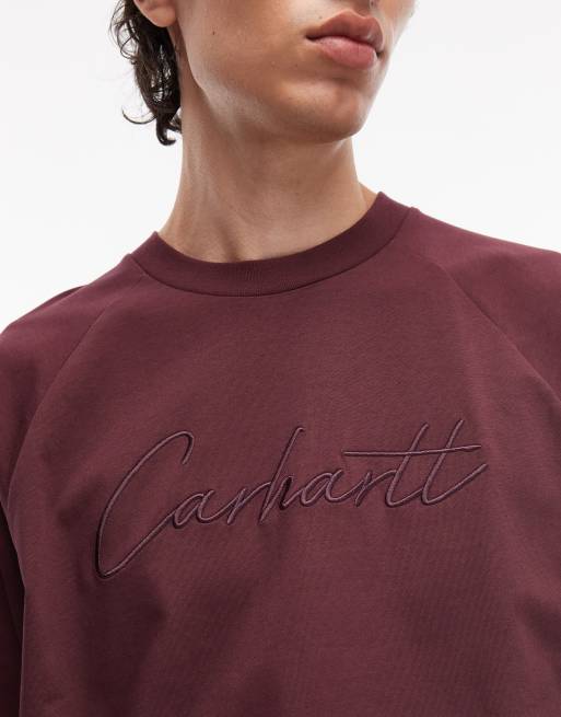Carhartt WIP - Ray - Bordeauxrød afslappet T-shirt med tekstlogo, 5 af 5