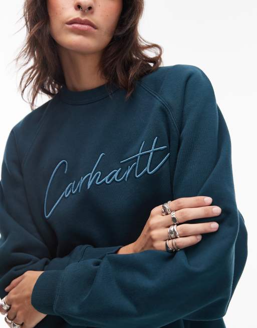 Carhartt WIP ray sweatshirt in dark green, 2 of 4