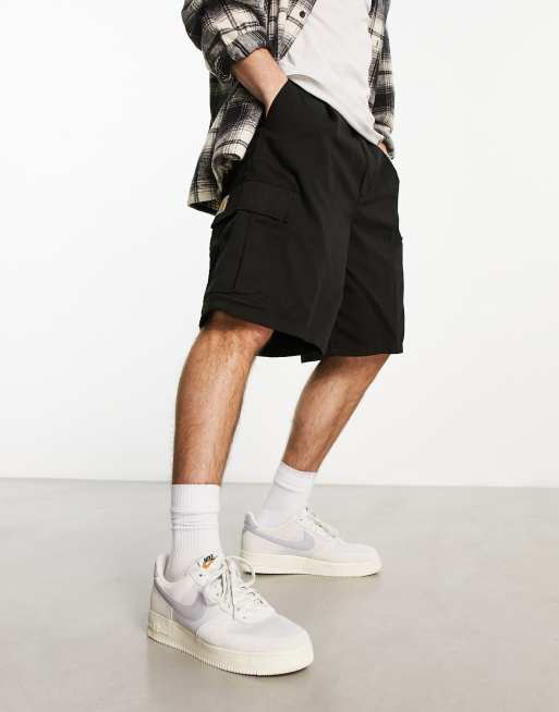 Carhartt WIP regular garment dyed cargo shorts in black, 3 of 4