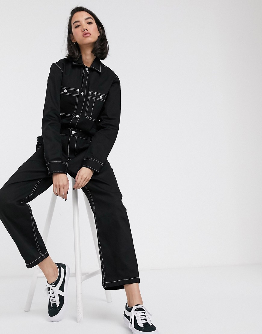 Carhartt WIP relaxed denim boilersuit with contrast stitching-Black