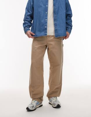 WIP - Relaxed-Fit-Jeans in verwaschenem Beige mit doppellagiger Kniepartie und geradem Schnitt-Neutral Neutral W28