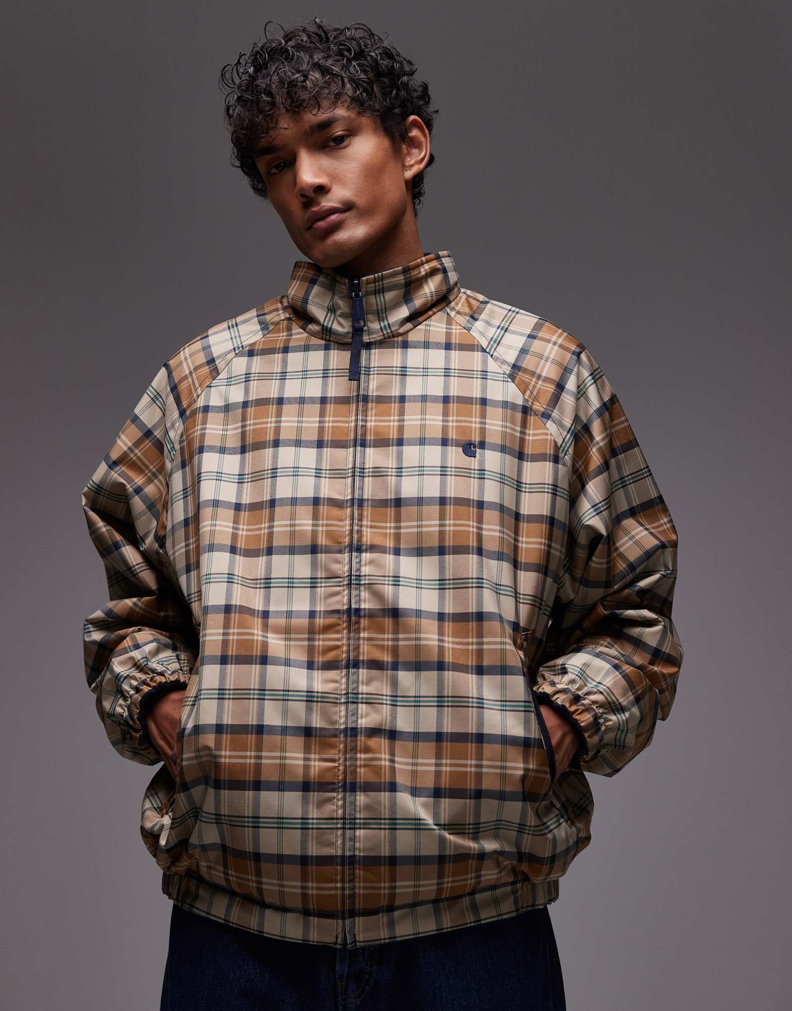 Двусторонняя строгальная куртка Carhartt WIP с кремовым принтом в клетку