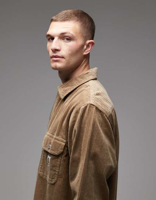 Carhartt WIP reynold cord overshirt in beige, 4 of 5