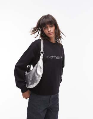 Carhartt WIP Carhartt WIP rivet print script sweatshirt in black